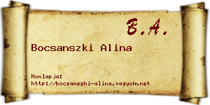 Bocsanszki Alina névjegykártya